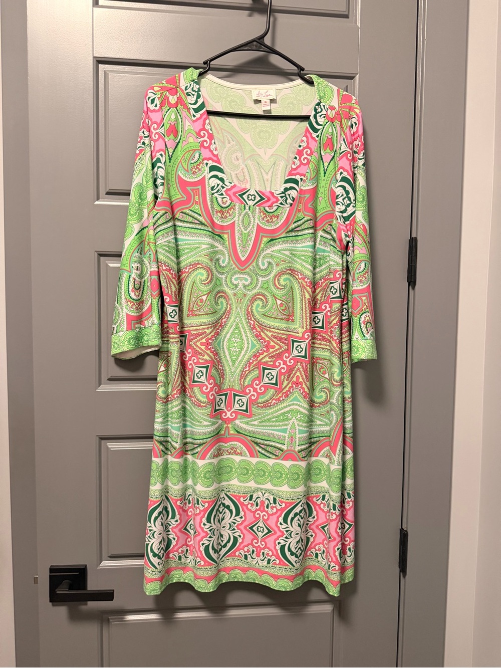 Ivy Lane Stretch Jersey Dress Green/Pink XL